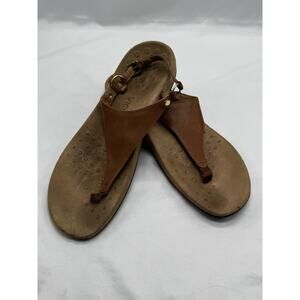 Vionic Women’s Rest Kirra Backstrap Tan Brown Leather Thong Sandals Size 11